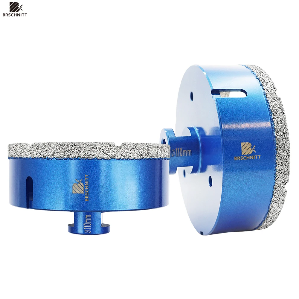 BRSCHNITT Mèche Diamantée 110mm Couronne pour Carrelage Porcelaine, Granit, Marbre et Pierre, Scie-Cloche Mèche à Carotter
