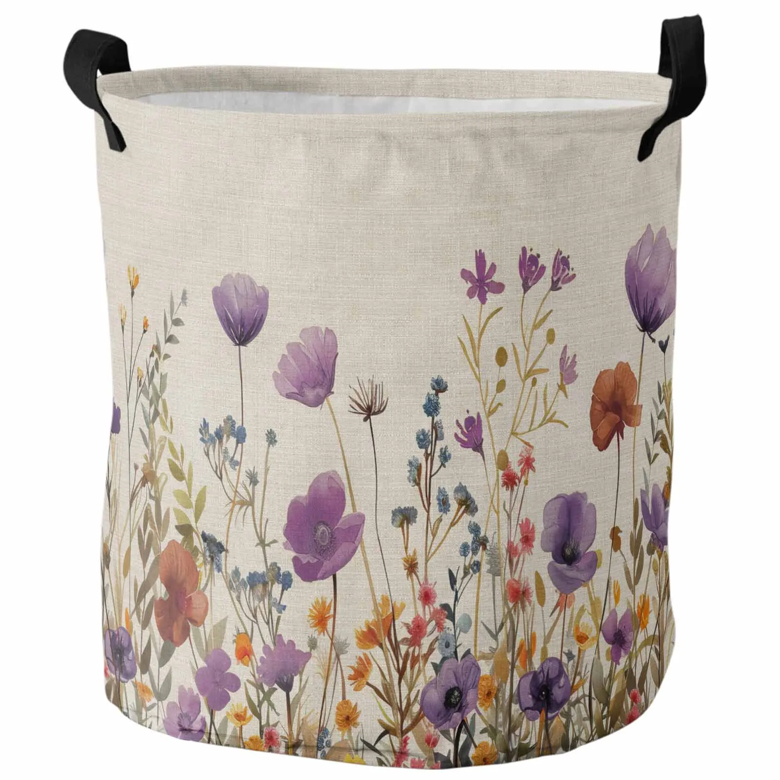 Watercolor Chrysanthemum Leaves Foldable Dirty Laundry Basket Kid's Toy Organizer Waterproof Storage Baskets