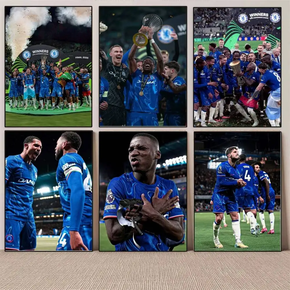 1PC Winning the Championship Chelsea Football Club poster Self-adhesive Art Waterproof Paper Sticker Coffee HouseWall Decor