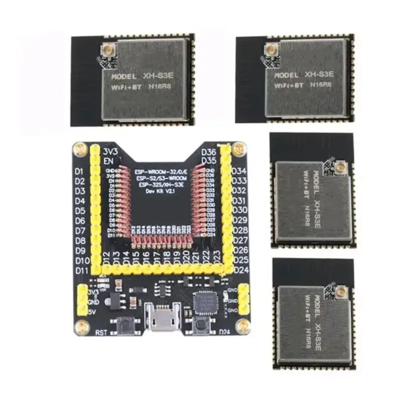 Super Sale ESP32 Burning Fixture Testing Board with 4 XH-S3E N16R8 Wifi Bluetooth5.0 Module Dual-Core MCU for ESP-32S ESP32-S3