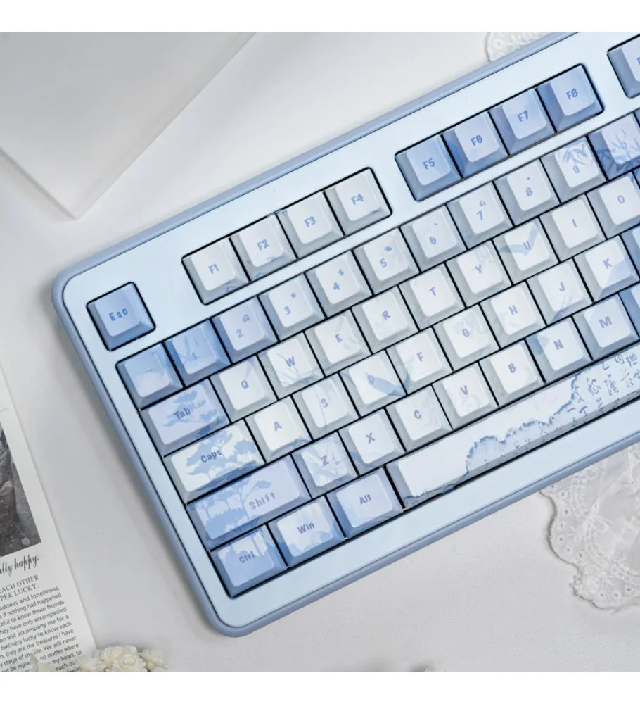 Mechanical keyboard caps 68/87/108 Night Demon Personalized Yan Lai Shan Xu Ancient Style Poetry Keycaps PBT Sublimation