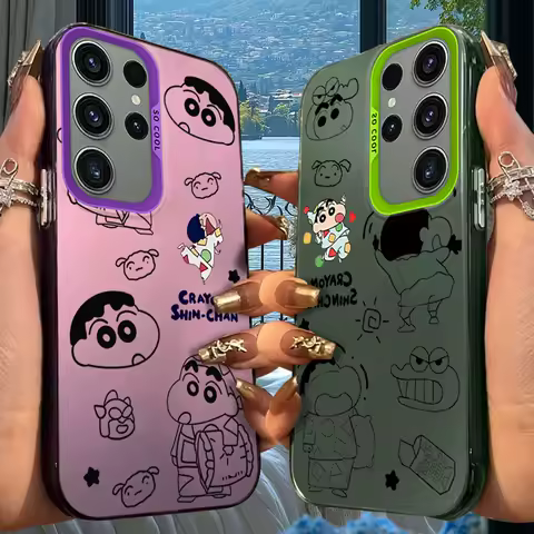 C-Crayon Shin-chans Frosted Case for Samsung Galaxy S25 S24 S23 S22 Ultra S21 Plus S20 FE A73 A72 A71 A56 A55 A54 Acrylic Cover