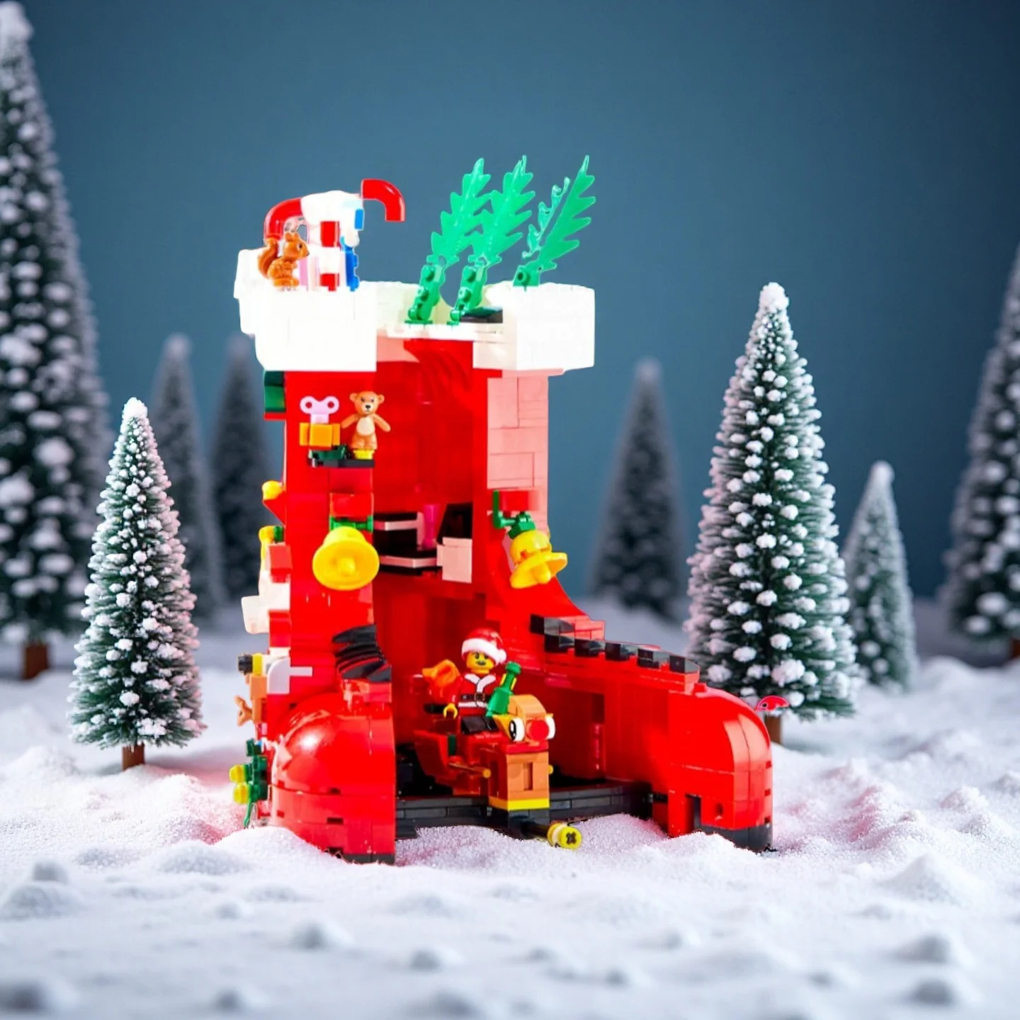 

Рождественская серия: Ретро-телевизор, модель ретро-поезда, собранные строительные блоки, игрушечная модель