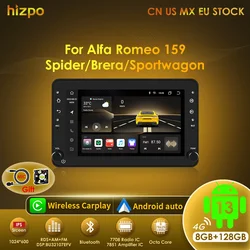 Hizpo AI voz Android Auto Radio para Alfa Romeo 159 Brera Spider Sportwagon Carplay coche Multimedia Autoradio unidad central RDS GPS