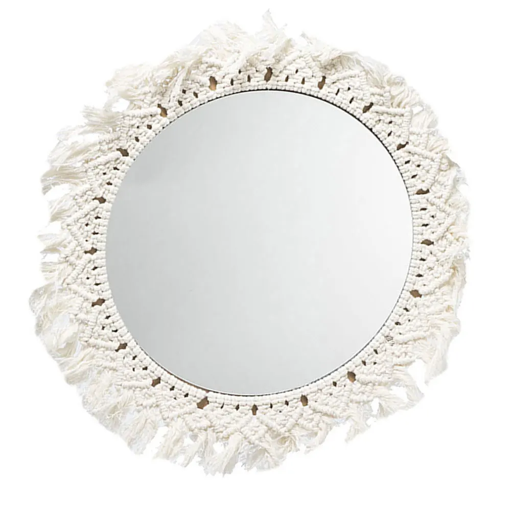 

1Pcs Cotton Rope Woven Mirror Gorgeous Wall Hanging Decorative Mirror Fine Table Decoration Home Decor Wall Art Decor