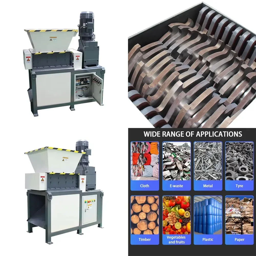 

EB180 Small Wood Double Axis Shredder Plastic Scraps Cardboard Box Crusher Universal Book Shredder