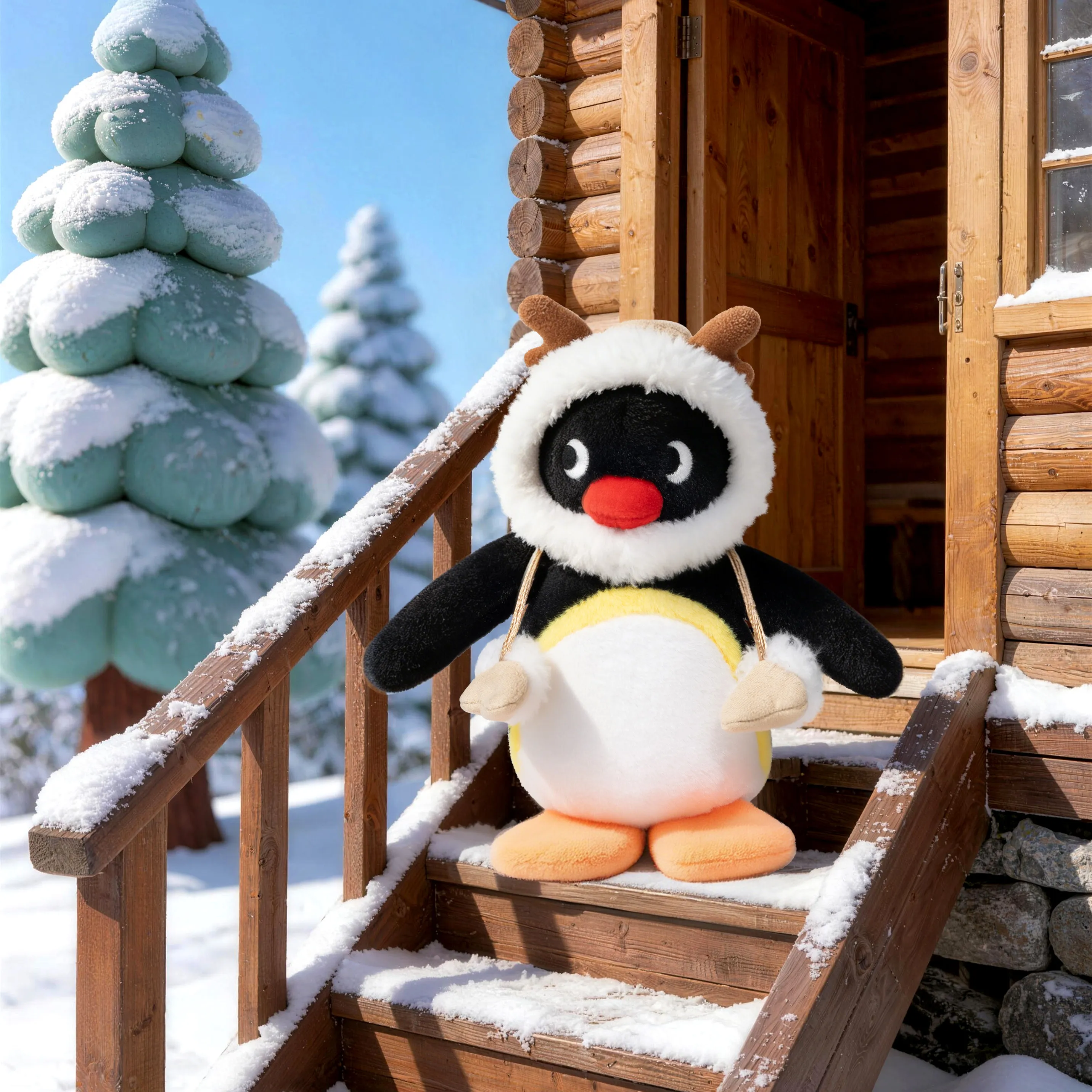 Pingu Cute Penguin Doll Keychain Pendant Warm Winter Solo Travel Flower Bouquet Series Backpack Charm Toy Gift for Fans view 3