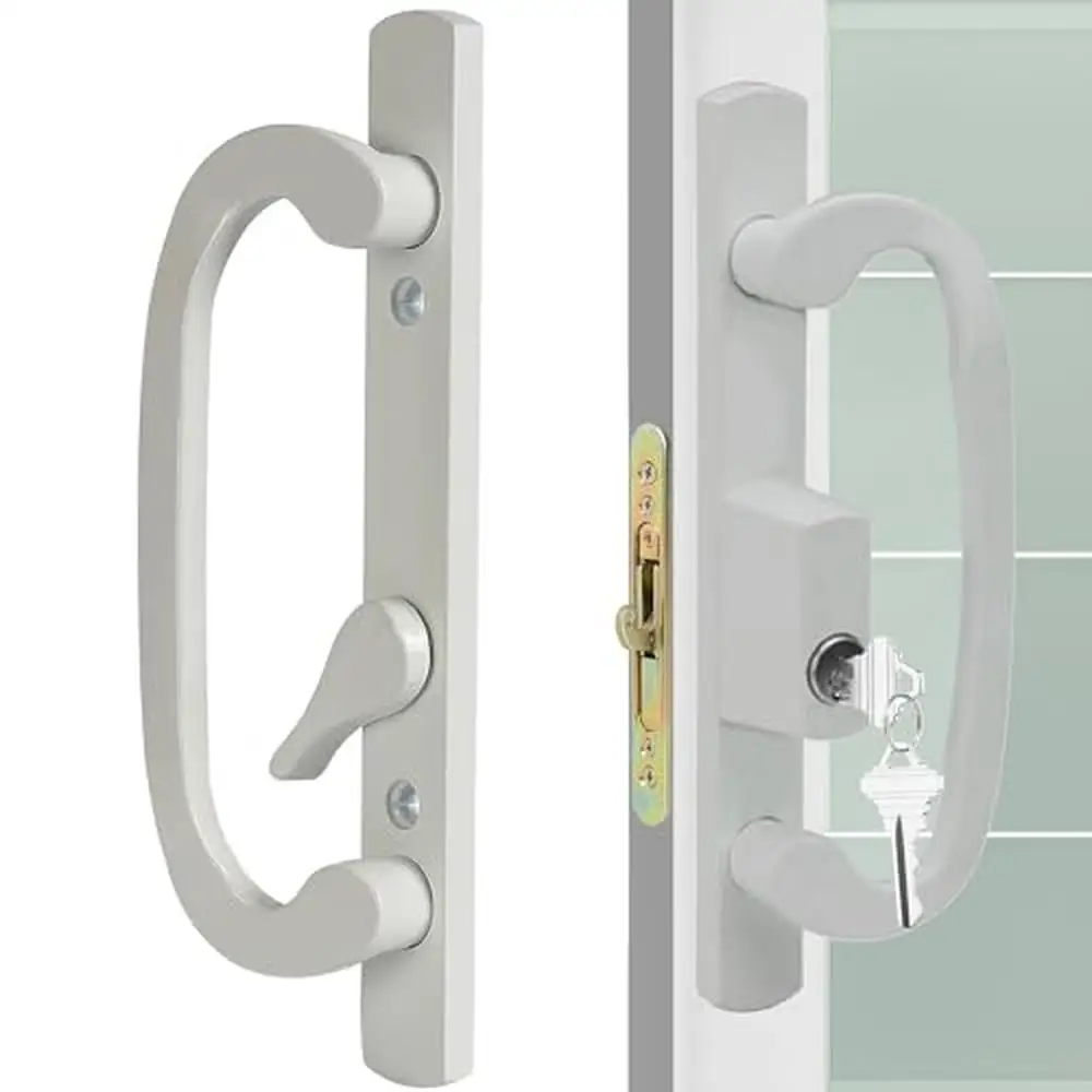 Sliding Patio Door Handleset Mortise Lock Offset Mount Keyway H.C. 3-15/16