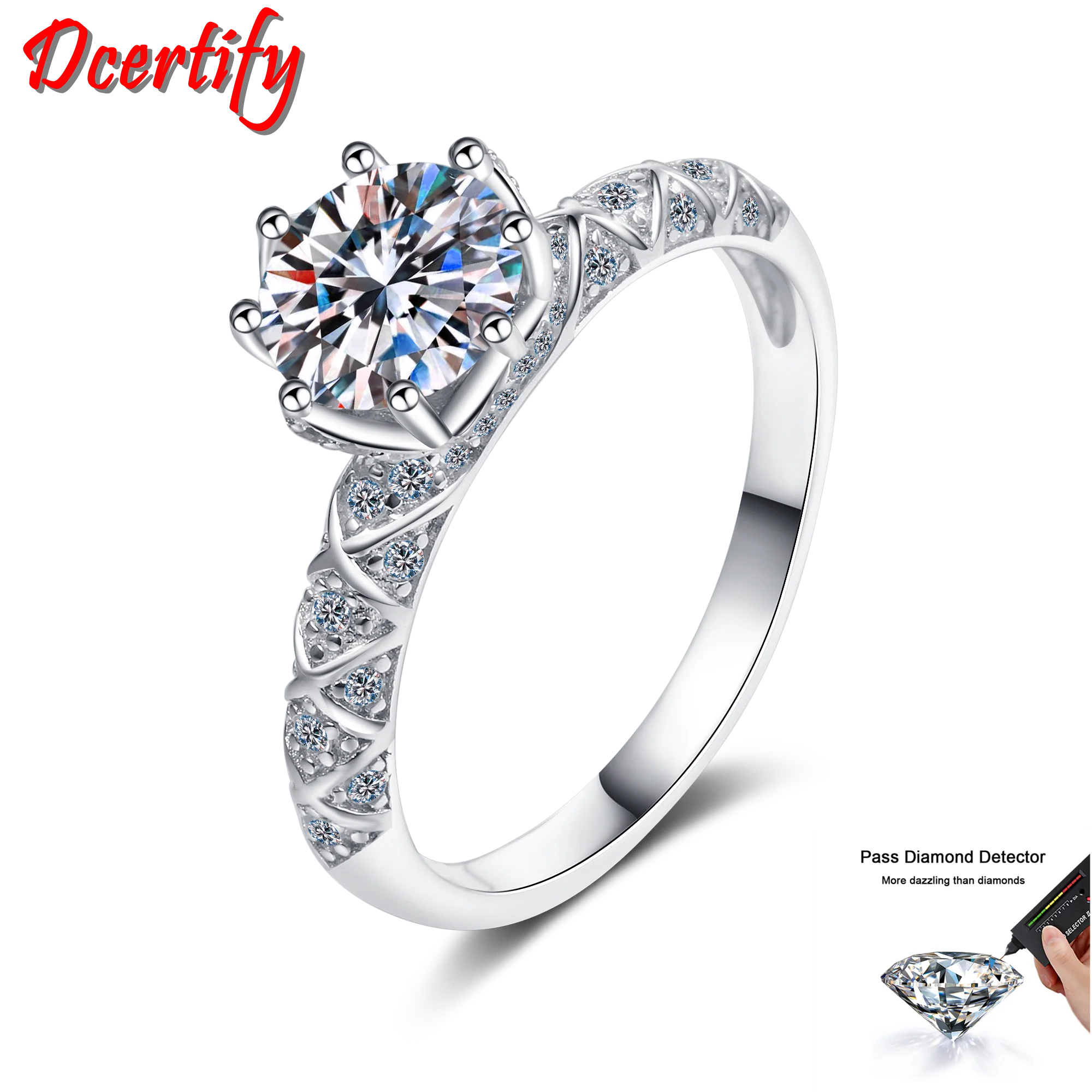 

Certified Cute 1CT 6.5mm Moissanite Enagement Rings Female White Gold 10K Love Promise Gift For Girl Friend Test Positive