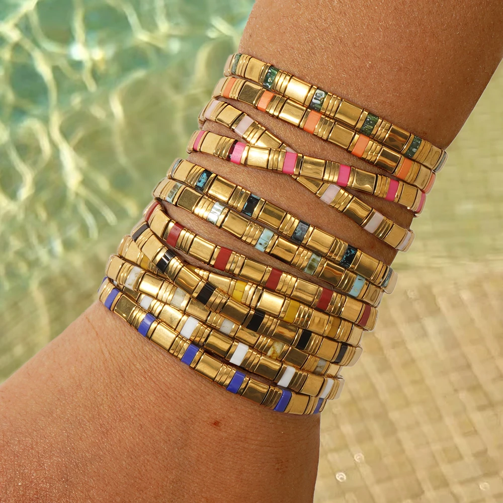 Go2boho Women's Rainbow Miyuki Tila Bracelet with New Glass Beads Boho Summer Beach Jewelry Pulseras Ladies Armband Gift - view 3