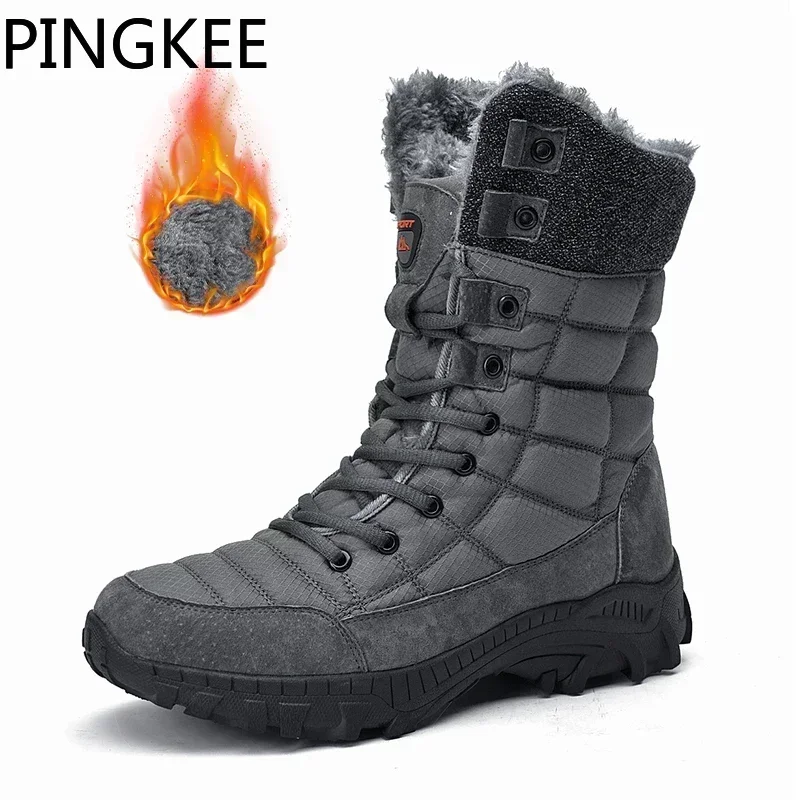 PINGKEE VENOCON Thick Short Plush Warm Winter Snow Boots Waterproof Trekking Casual Sneakers Shoes For Men Women Footwear Man
