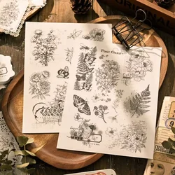 KSCRAFT A5 Vintage Flowers Rub On Sticker Scrapbooking Junk Journal Crafts Transfer Stickers DIY Photo Albums Decorative