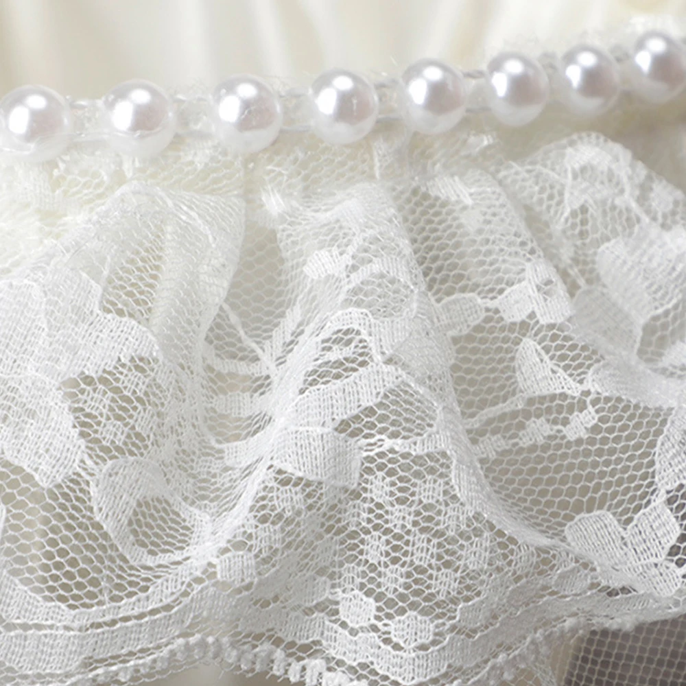 Vintage Lace Flower Girl Basket with Pearls & Satin Ribbon, Ivory Wedding Petal Basket, for Wedding Ceremony & Photo Props image 4
