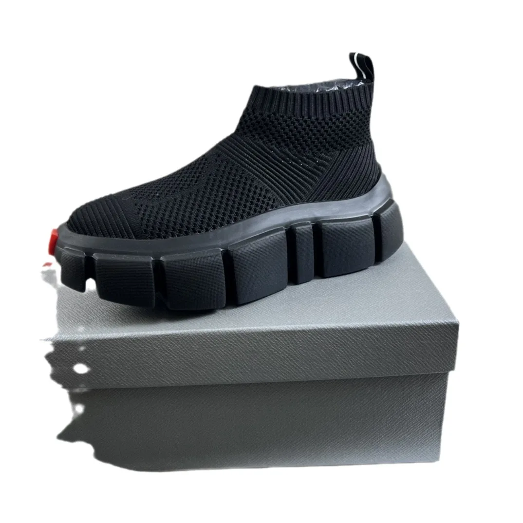 Leisure Sports Shoes, High Height Socks, Thick Sole Men's Shoes, Flyknit Mesh Surface, Breathable Cover, Foot Shoes, Cake Shoes