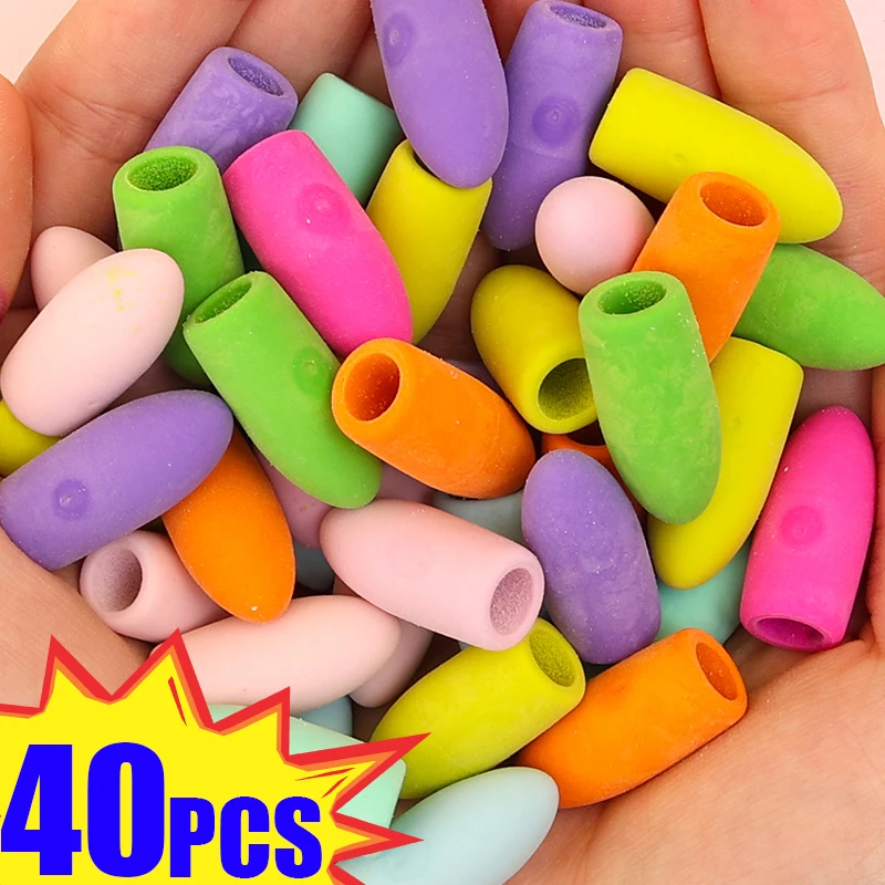 40/20/1PCS Pencil Eraser Toppers Cartoon Color Pen Top Cap Erasers for Kids Classroom Stationery Mini Pens Head Protector Cover