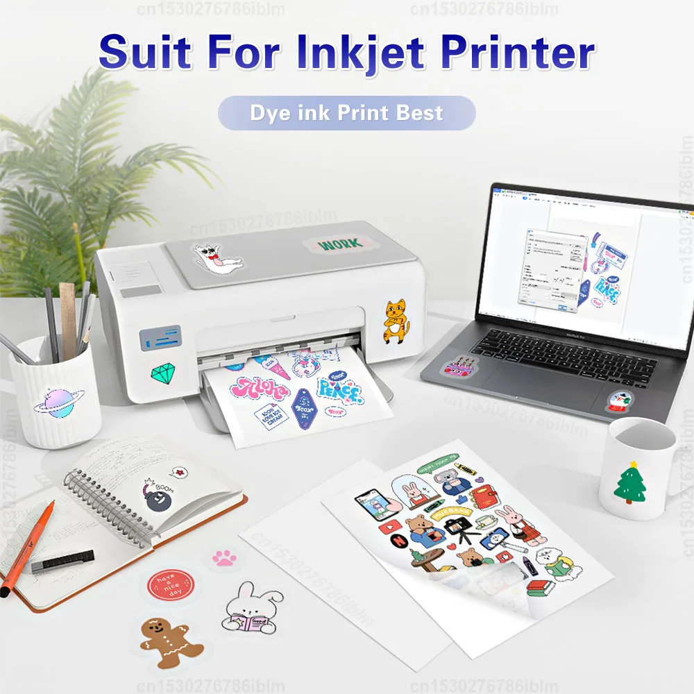 ورق لاصق فينيل شفاف قابل للطباعة ، مقاوم للماء ، ذاتي اللصق ، نسخة بيضاء لامعة ، جميع طابعة نافثة للحبر ، 10 أوراق ، A4