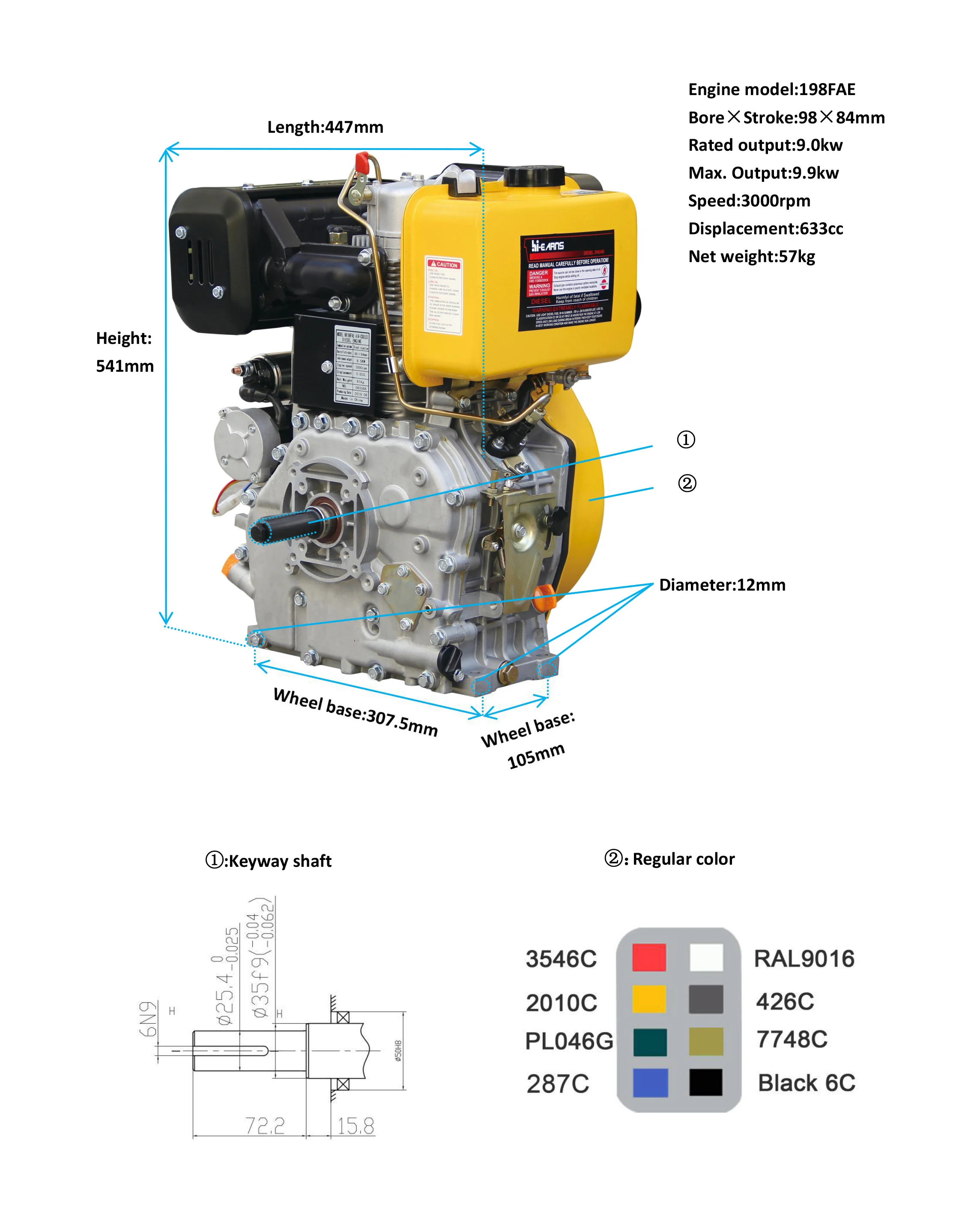 Hi-earns 17hp Small Type Vertical Diesel Machinery Engine For Sale