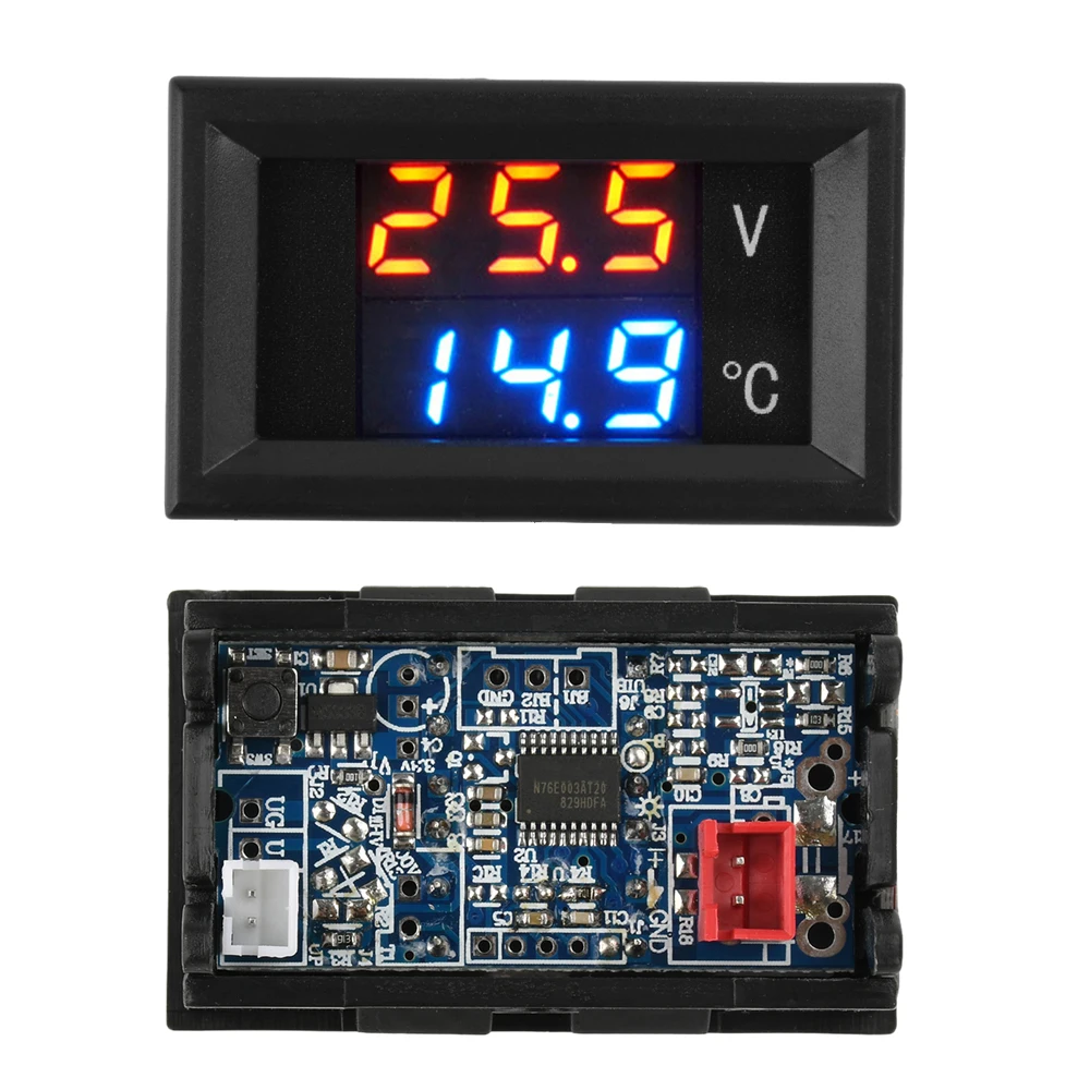 DC 4-28V LED Digital Voltímetro e Termômetro Detector Sensor De Temperatura Com NTC Sonda Tempo Monitoramento Detecção De Tensão