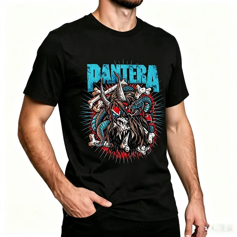 Pantera Monster Vintage Heavy Metal Rock Band Graphic T Shirt for Men Black Cotton Classic Art Music Tee Oversized Summer Gift