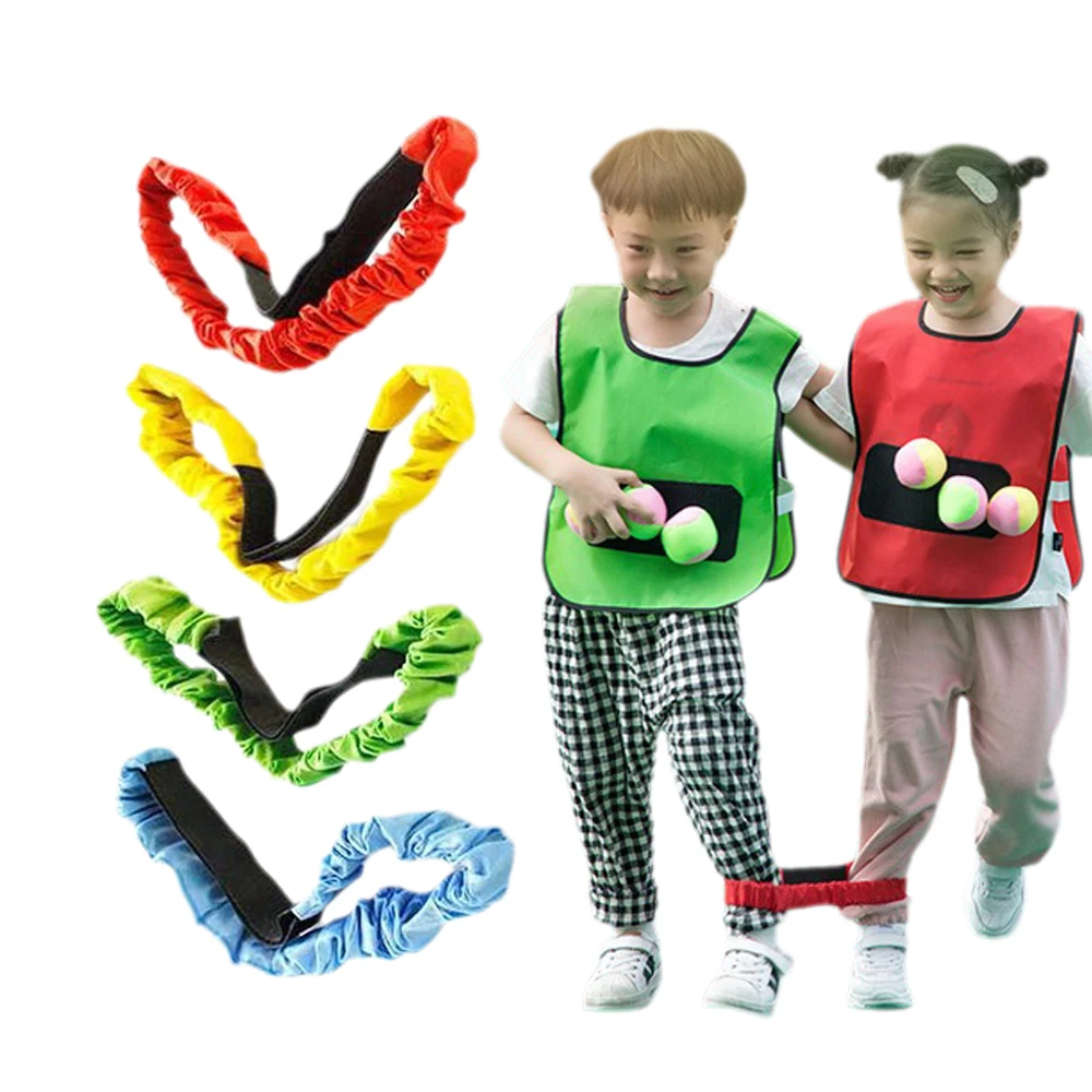 2-Personen-3-Fuß-Gruppenspiel Multiplayer Outdoor-Versammelspiel Sport Fußbindeseil Eltern-Kind-Spiel Elastische Bandage – Detail 1