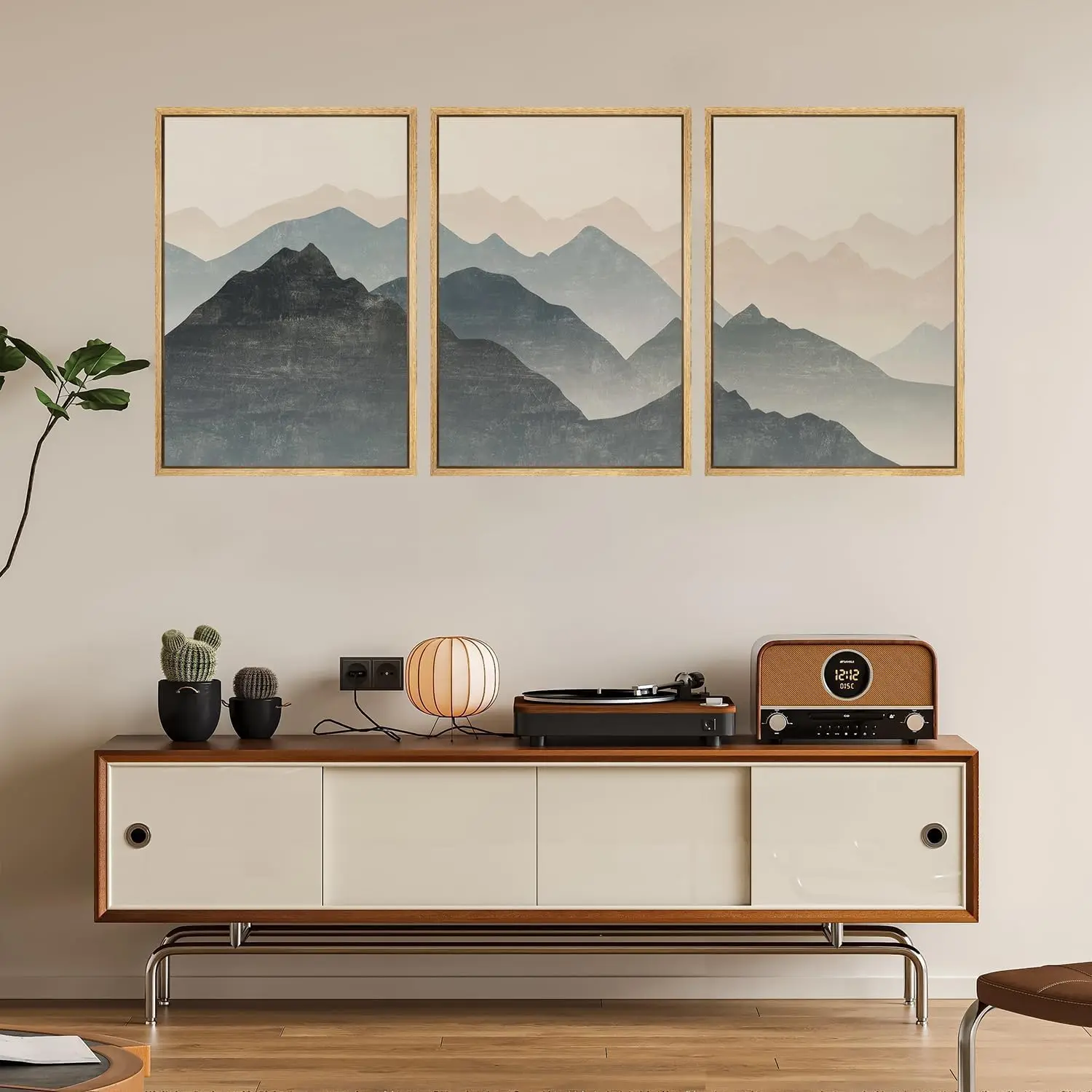 3pcs frameless Canvas Painting /Set Abstract Blue Mountain Landscape Wall Art, Modern Bedroom Living Room Wall Decoration Poster