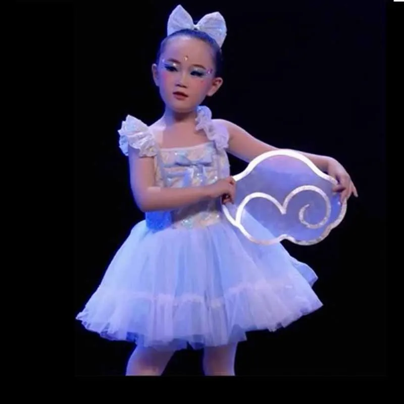 Детское танцевальное платье, балетное платье-пачка, пышная тюлевая юбка с блестками для девочек, вечерние наряды принцессы для выступлений в детском саду