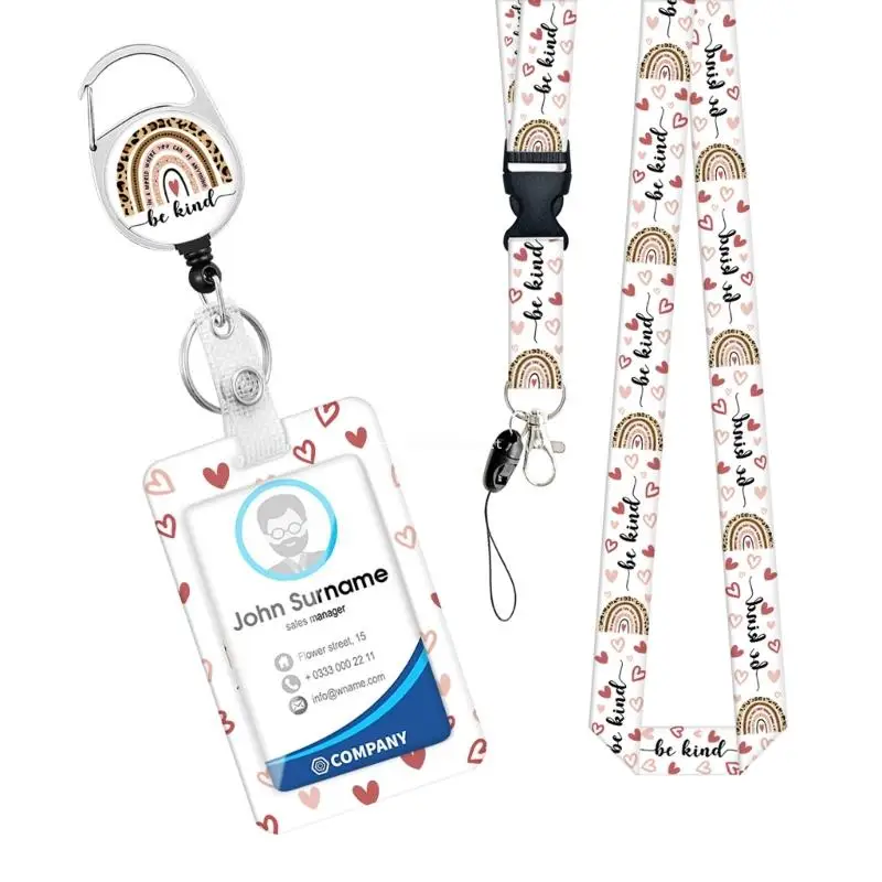 Porte-Badge imprimé, bobines rétractables avec lanière, porte-Badge Vertical pour médecin, infirmière, enseignant,