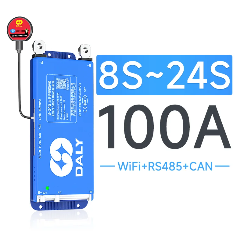 hibms DALY Smart BMS Active Balance BMS Lifepo4 3S 4S 12V 8S 24V 16S 48V 100A 150A 250A 3,2V Li-Ion 3,7V LTO Batterie RS485 CANBUS WiFi 10