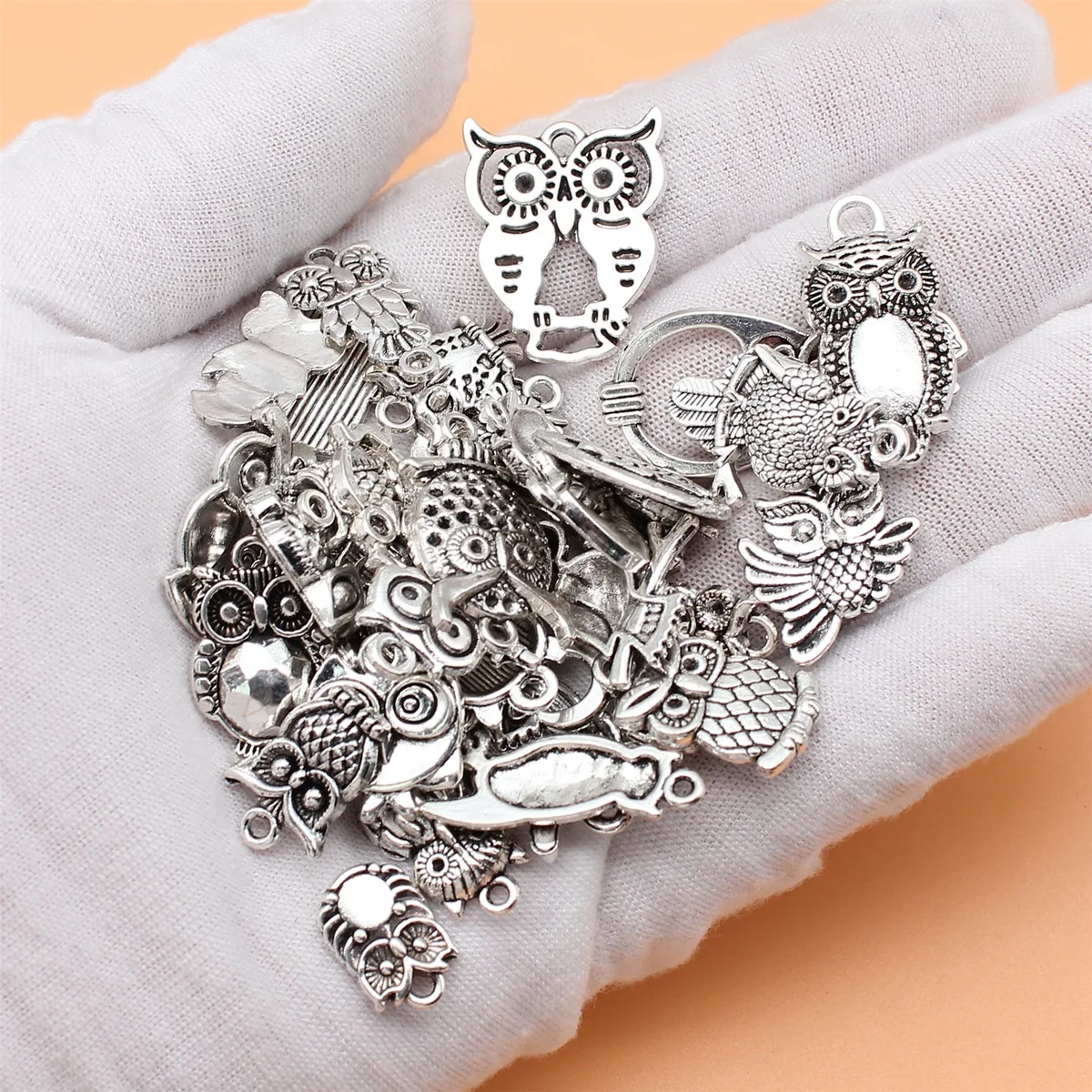 40pcs Antique Silver Color Owl Charms Collection For DIY Jewelry Making, 40 Styles, 1 of Each