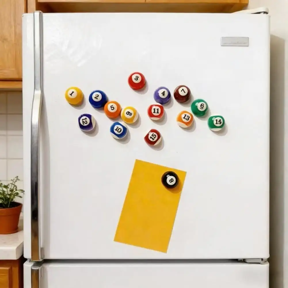 Pool Ball Magnets 15pcs Mini Billiard Ball Magnets Set 3d Pool Ball Photo Holders Decorative Refrigerator Whiteboard for Locker
