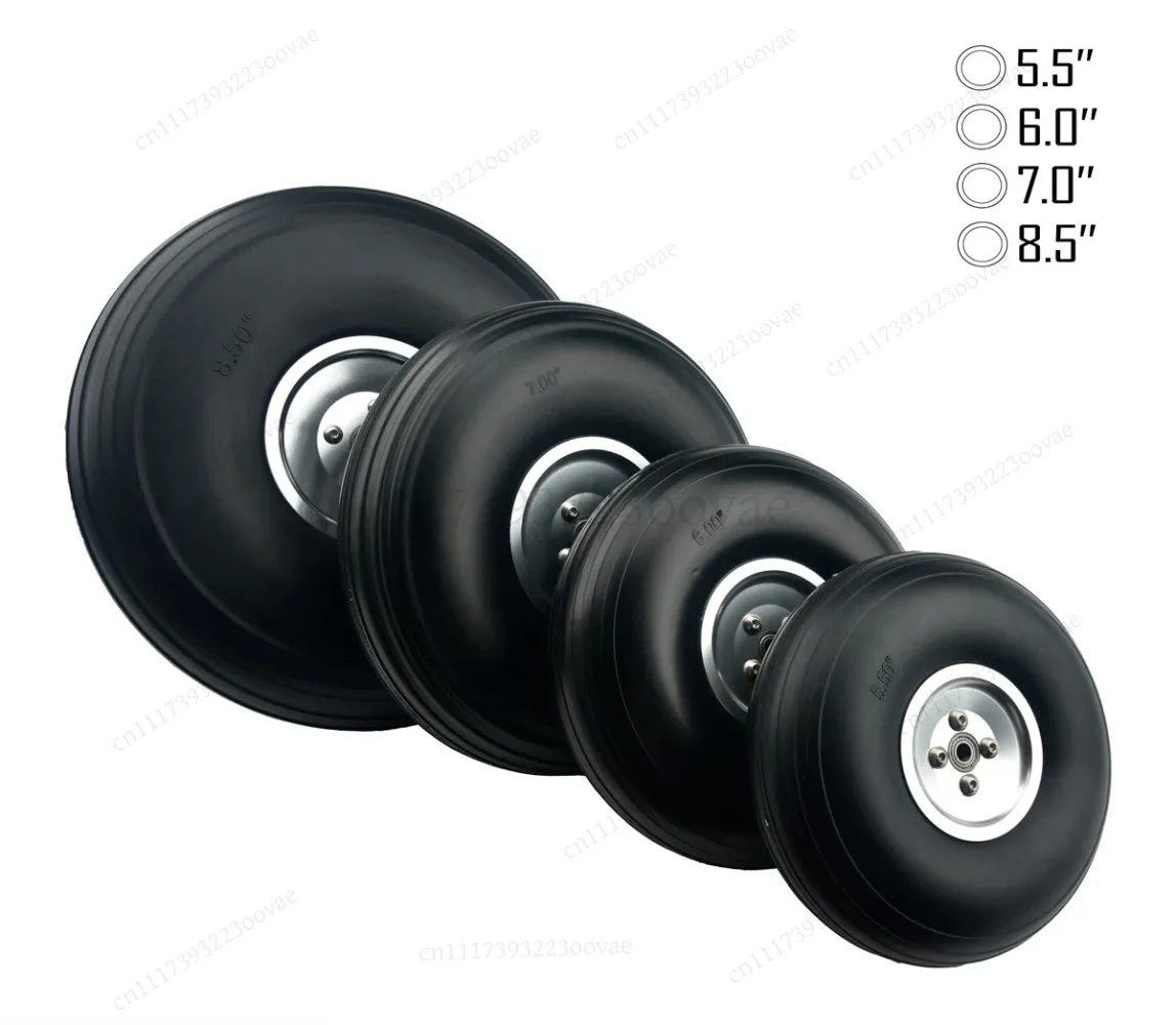 LF-2PCS RC Airplane Wheel with Aluminum Hub 5.5 6 7 8.5 Inch Tire Steel Rim Bearing for Fixed-Wing Model, Replacement Parts