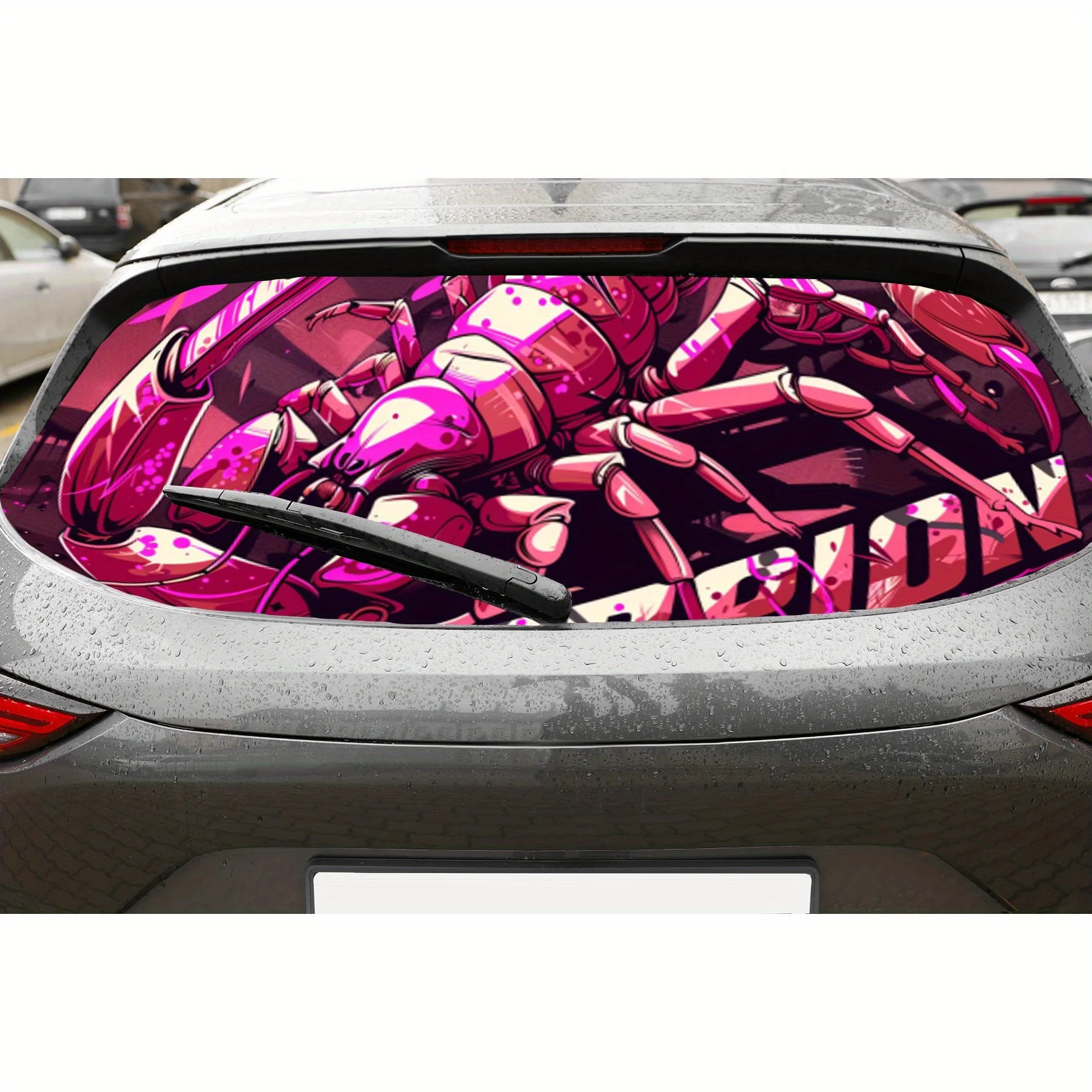 

Киберпанк, художественный тренд, принт скорпиона, наклейка на заднее лобовое стекло автомобиля, окно грузовика, прозрачная перфорированная виниловая пленка на заднее окно D