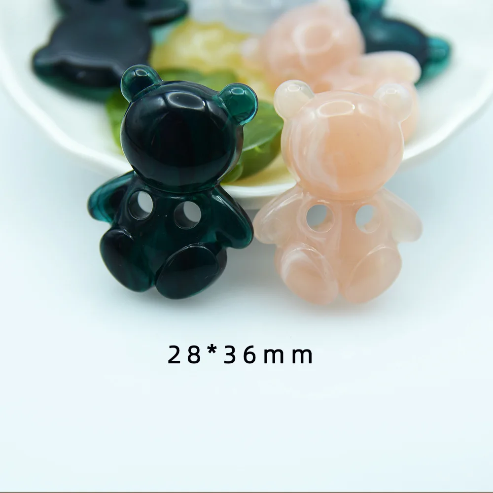 5 Pieces  28 * 36mm Double Hole Acrylic Bear Beads  DIY Charm Making Bracelets, Hair Accessories, Necklace Accessories Materials