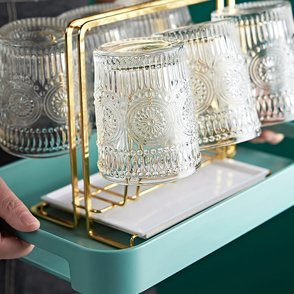 

1Pcs Tabletop Glass Cup Organizer Rack Kitchen Storage Cup Holder Bottle Drying Stand Rack Draining Organizer Practical