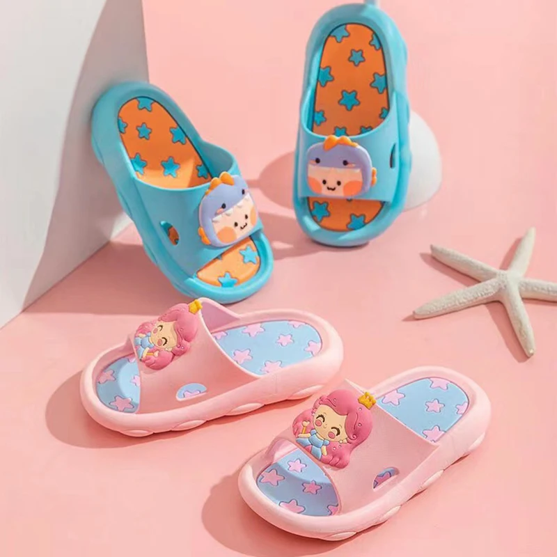 Congme 2-10 anni pantofole per bambini ragazze principessa simpatico cartone animato pantofole antiscivolo per bambini scarpe da spiaggia leggere