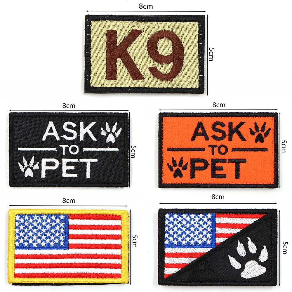 1PC Tactical Dog Series Patch K9 Morale Military Paw Pattern Sheepdog Service Dog Working In Training For Harness Vest Collar