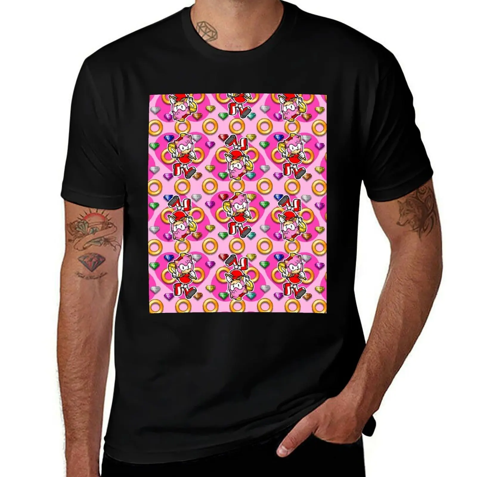 My Sweet Passion - Cute Pink Hammer Hedgehog Adventure Battle Rings & Emerald Jewels T-Shirt tops Funny t-shirts mens clothing