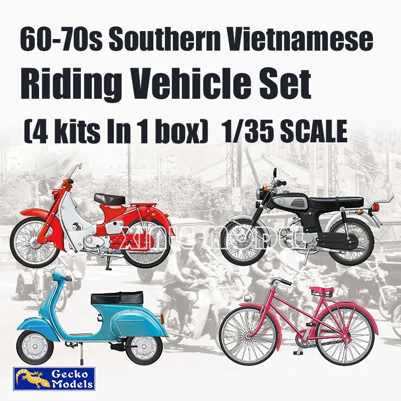 

Gecko model plastic assembled model kit 35GM0133 South Vietnamese civilian riding tools bicycle motorcycle 1/35 DIY toy