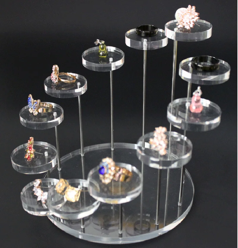 

New Fashion Multi-Layers Acrylic Ring Display Rack Earring Holder Pendant Gemstone Showcase Desktop Jewelry Window Display Stand