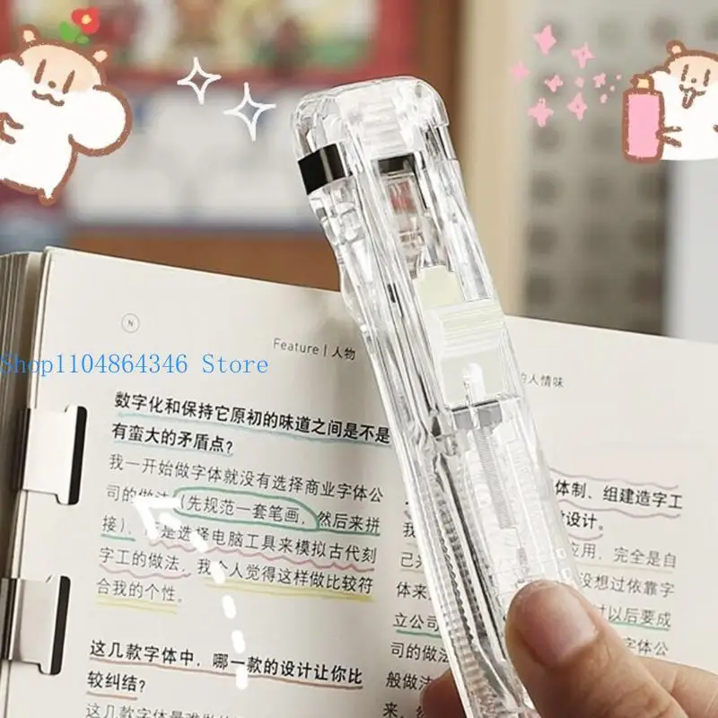 5asd Durable Clam Clip Dispenser Handheld Push Stapler Reusable Paper Clip Dispenser