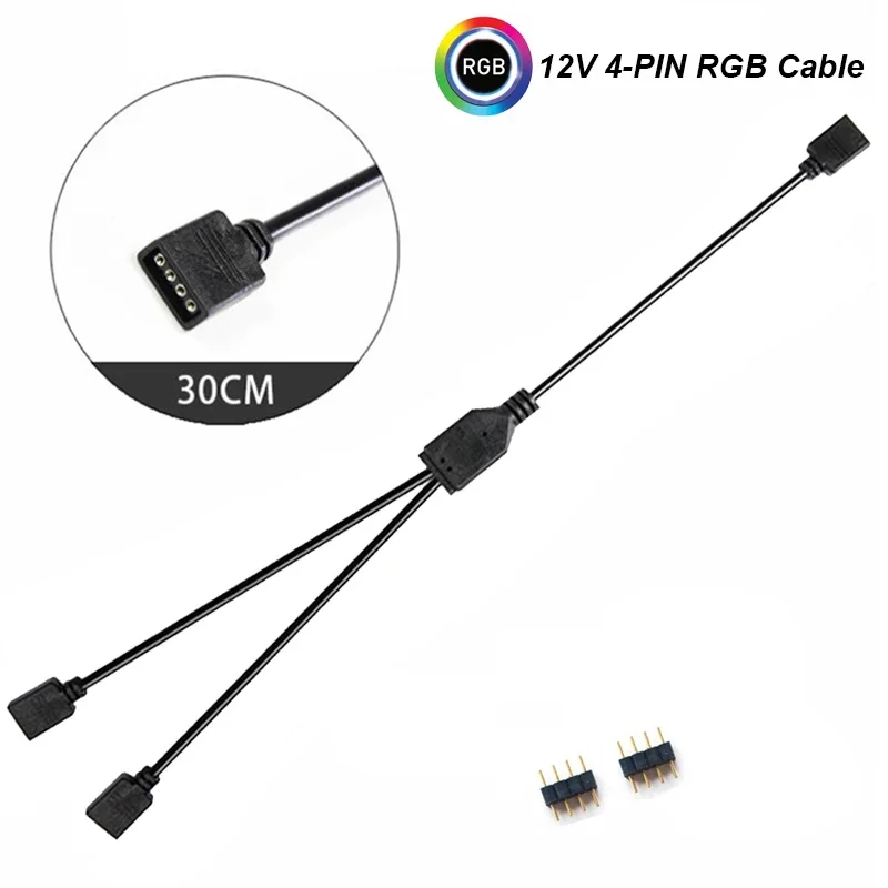 12v/4pin 5v/cabo do adaptador da extensão do rgb da aura de 3 pinos, placa-mãe a 2 ou 3 4 conecta a tira clara do diodo emissor de luz do cubo f do divisor do pc