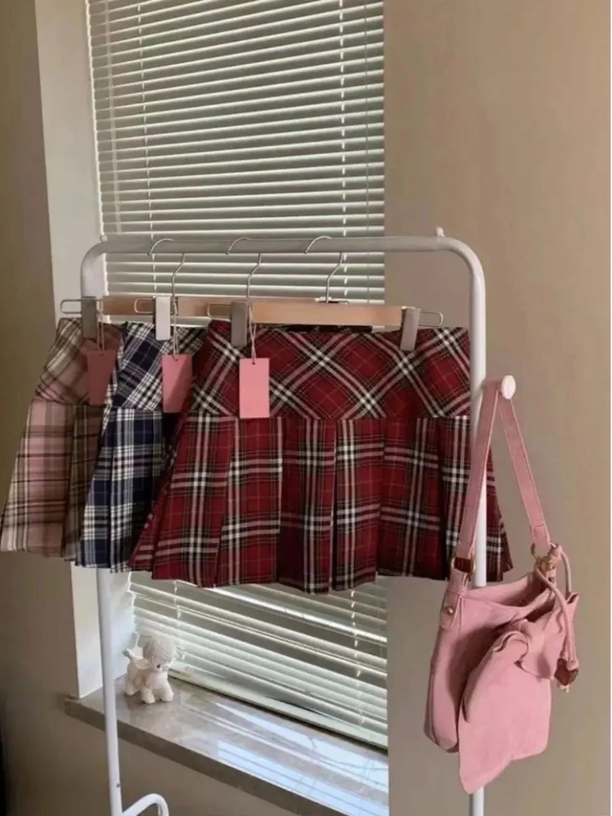 High Waist Retro Plaid Pleated Skirt Women's  Skirt Street Sle A-Line Skirt with  Summer Collection 2025