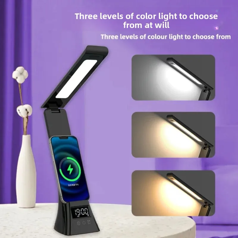 

JRF Multifunctional Wireless Charging Table Lamp with Bluetooth Speaker Clock and Ambient Night Light for Smart Reading