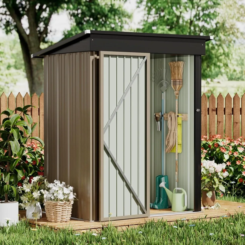 

5 X 3 FT Shed Outdoor Storage Metal Garden Shed with Lockable Door Outside Waterproof Tool Shed for Backyard, Patio, Lawn