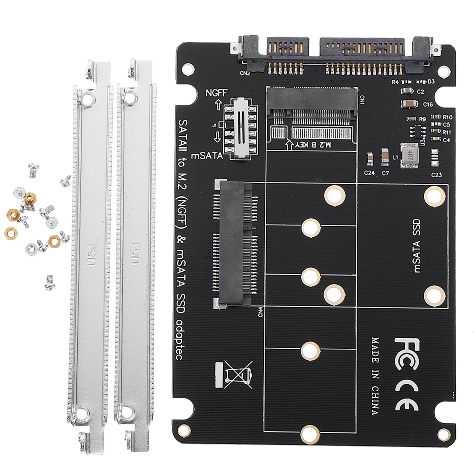 

M.2 to Adapter Expansion Card Hard Drive Converter Computer Accessory mSATA SSD 3.0 B-Key ABS Plug Play
