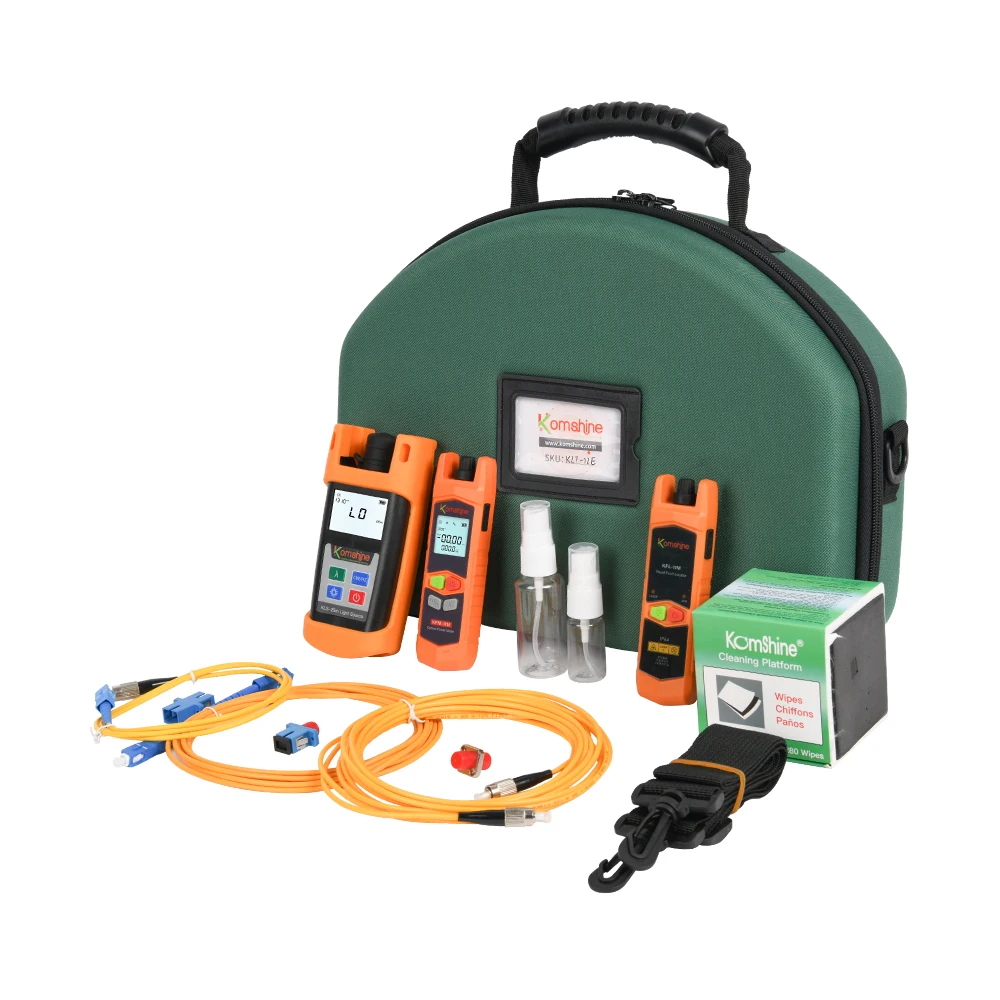 Basic Optical Fiber Toolkit Komshine KLT-12E incl Fiber Optic Power Meter, Light Source,1mw VFL, Fiber Cleaning tool