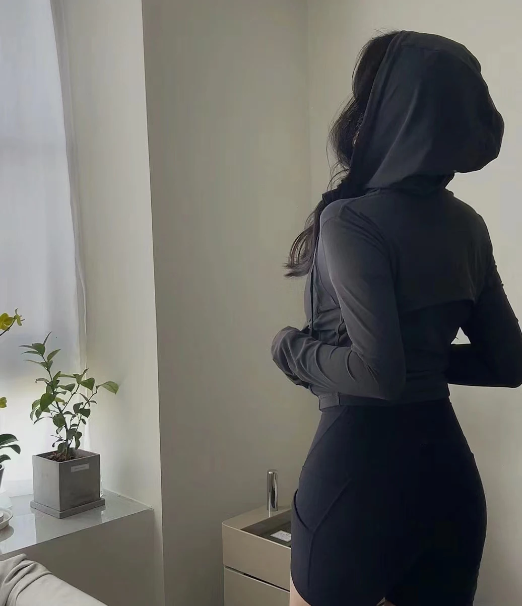 LULU FLORA Spring and Summer Short Mesh Hoodie Yoga Outfit Looks Spicy, Outdoor Sports, Slim Fit, Breathable High Waisted Jacket