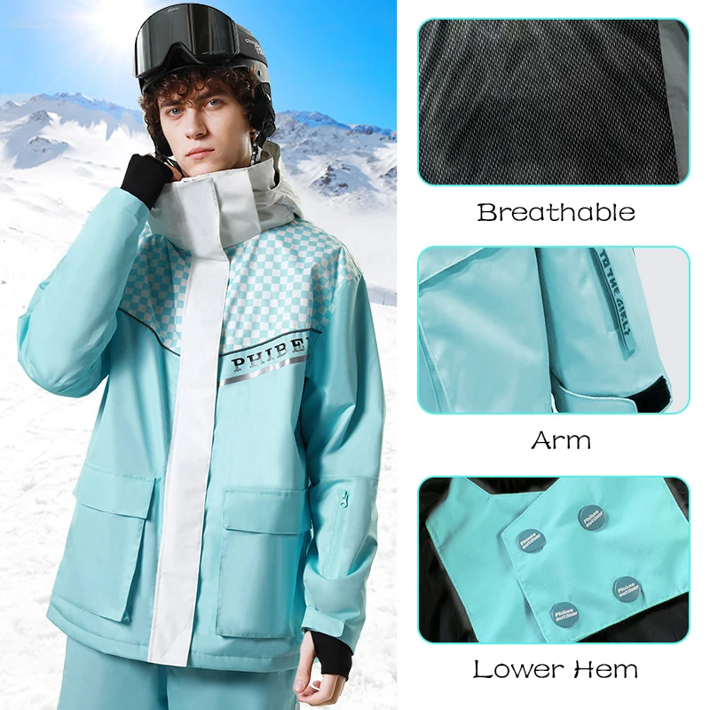 Impermeável e Windproof esqui casacos, jaqueta de esqui respirável, montanha esportes Hoodie, jaqueta de esqui ao ar livre, inverno Snowwear, 2024, novo