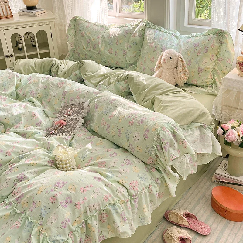 2026 New Class A Cotton-like Washed French Lace Single Duvet Cover Skin-friendly Breathable 150x200 220x240 Quilt Cover