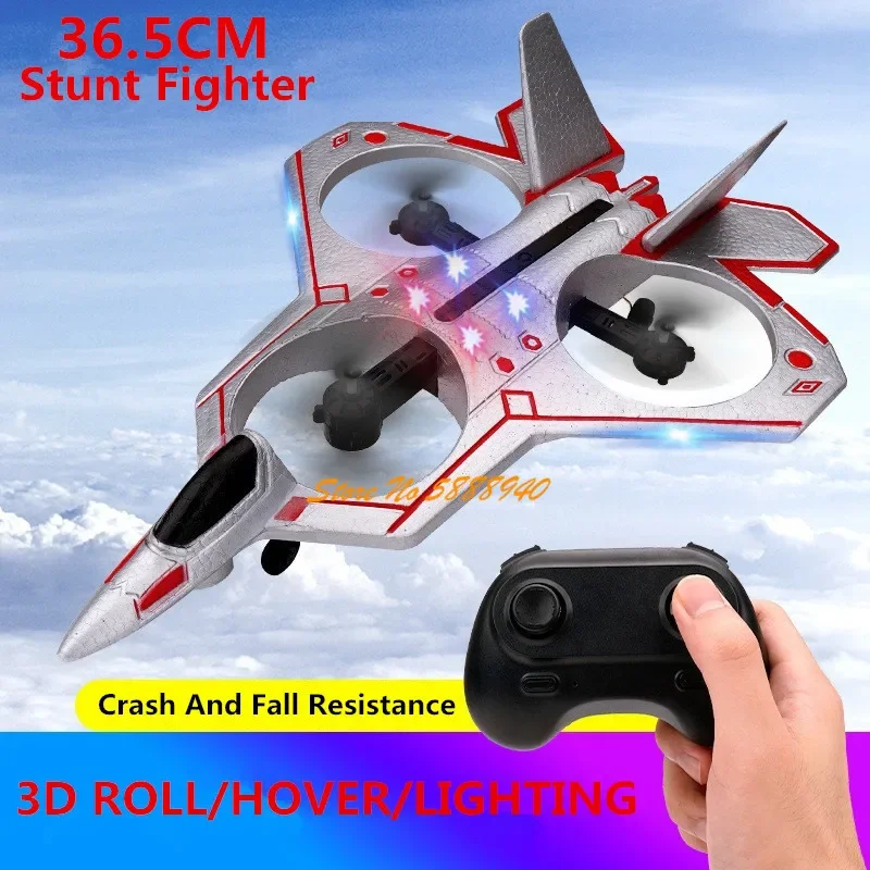 Simulation F22 Sky Stunt RC Plane Model 2.4G 36.5CM Big EPP Material LED Lighting Headless Model Redio Control Fighter Kids Toy